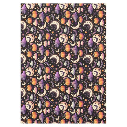 Whimsical Halloween Night Sky Pattern テーブルクロス (正面)