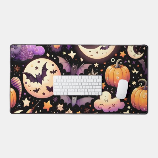Whimsical Halloween Night Sky Pattern デスクマット (キーボード&マウス)