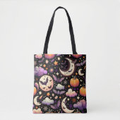 Whimsical Halloween Night Sky Pattern トートバッグ (正面)
