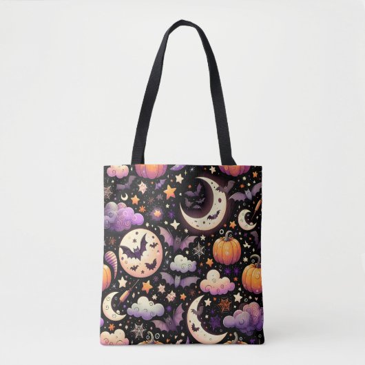 Whimsical Halloween Night Sky Pattern トートバッグ (正面)
