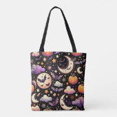 Whimsical Halloween Night Sky Pattern トートバッグ (裏面)