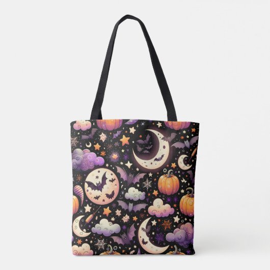 Whimsical Halloween Night Sky Pattern トートバッグ (裏面)