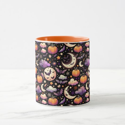 Whimsical Halloween Night Sky Pattern マグカップ (中央)