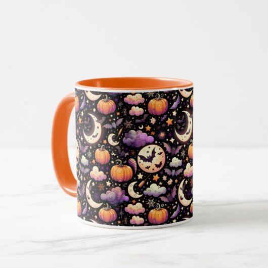 Whimsical Halloween Night Sky Pattern マグカップ (正面左)