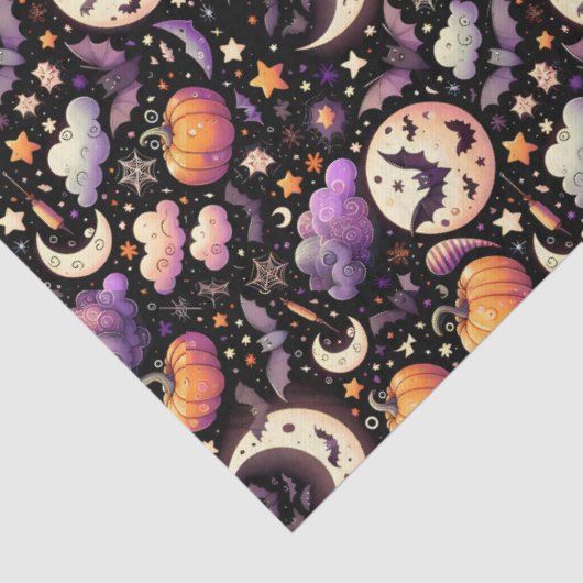 Whimsical Halloween Night Sky Pattern 薄葉紙 (詳細)