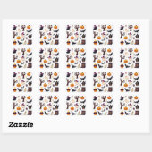 Whimsical Halloween Sticker Sheet – Cute Ghosts スクエアシール (シート)