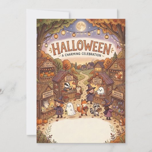 Whimsical Halloween Village & Autumn Market カード (正面)