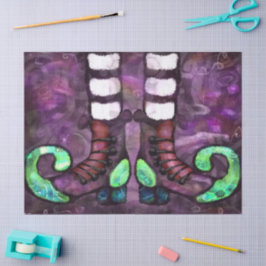 Whimsical Halloween Witch Boots Purple Decoupage 薄葉紙