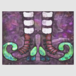 Whimsical Halloween Witch Boots Purple Decoupage 薄葉紙