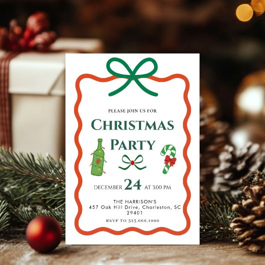 Whimsical Hand Draw frame Holiday Christmas Dinner 招待状