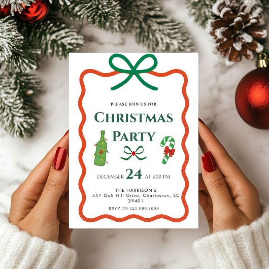 Whimsical Hand Draw frame Holiday Christmas Dinner 招待状