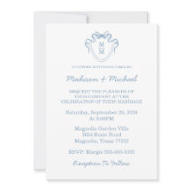  whimsical hand-drawn ブルーイラスト結婚式