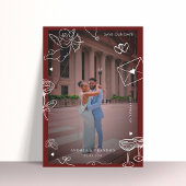 Whimsical Hand Drawn 2 Photo Fun Scribble Wedding セーブザデート