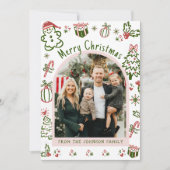 Whimsical Hand Drawn Arch Photo Merry Christmas シーズンカード (正面)