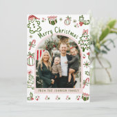 Whimsical Hand Drawn Arch Photo Merry Christmas シーズンカード (スタンド正面)