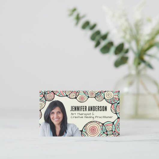 Whimsical Hand-Drawn Art Therapist  名刺 (スタンド正面)