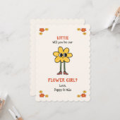 Whimsical Hand Drawn Be My Flower Girl Proposal カード (正面/裏面インサイチュ)