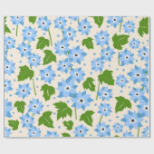 Whimsical Hand-Drawn Blue Forget-Me-Not Botanical ラッピングペーパー (フラット)