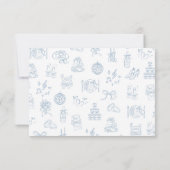 Whimsical Hand Drawn Blue Wedding サンキューカード (裏面)