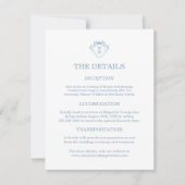 Whimsical Hand Drawn Blue Wedding Detail Cards 出欠カード (正面)