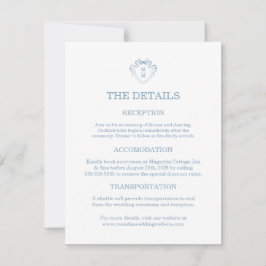 Whimsical Hand Drawn Blue Wedding Detail Cards 出欠カード