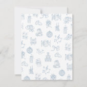 Whimsical Hand Drawn Blue Wedding Detail Cards 出欠カード (裏面)