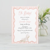 Whimsical Hand Drawn Blush Pink Girl Baby Shower 招待状 (スタンド正面)