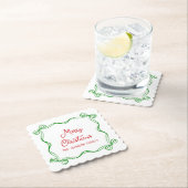 Whimsical Hand Drawn Bow Christmas Gift ペーパーコースター (インサイチュ)