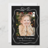 Whimsical Hand-Drawn Bow Frame Black 2 Photo シーズンカード (正面)