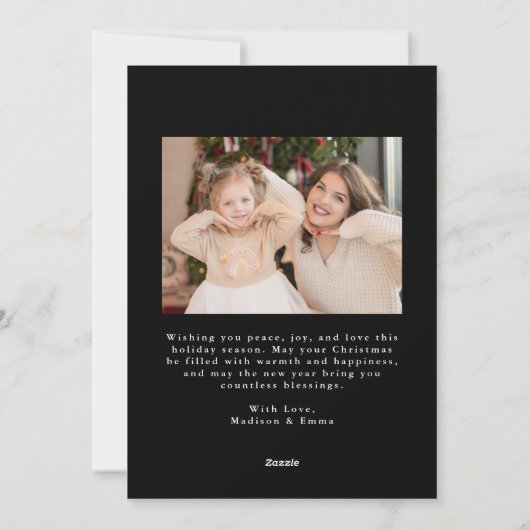 Whimsical Hand-Drawn Bow Frame Black 2 Photo シーズンカード (裏面)