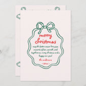 Whimsical Hand Drawn Bow Frame Christmas Photo シーズンカード (正面/裏面)