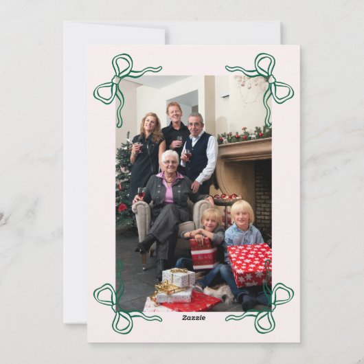 Whimsical Hand Drawn Bow Frame Christmas Photo シーズンカード (裏面)
