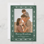 Whimsical Hand-Drawn Bow Frame Green 2 Photo シーズンカード (正面)