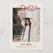 Whimsical Hand Drawn Bow Photo Graduation Party  招待状 (裏面)