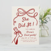 Whimsical Hand Drawn Bow Photo Graduation Party  招待状 (スタンド正面)