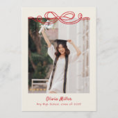 Whimsical Hand Drawn Bow Photo Graduation Party  招待状 (裏面)