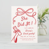 Whimsical Hand Drawn Bow Photo Graduation Party  招待状 (スタンド正面)