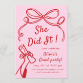 Whimsical Hand Drawn Bow Photo Graduation Party  I 招待状 (正面)