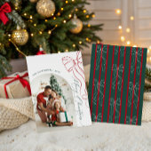 Whimsical Hand Drawn Bow Red Christmas Photo Card シーズンカード