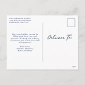 Whimsical Hand-Drawn Bows Navy 2 Photo Christmas シーズンポストカード (裏面)