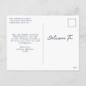 Whimsical Hand-Drawn Bows Navy Photo Christmas シーズンポストカード (裏面)