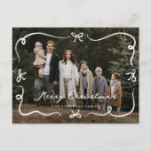 Whimsical Hand-Drawn Bows Photo Christmas シーズンポストカード (正面)