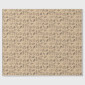 Whimsical Hand Drawn Brown Doodle Thanksgiving ラッピングペーパー (フラット)