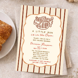 Whimsical Hand Drawn Bun In The Oven Baby Shower 招待状