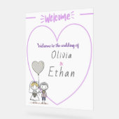 Whimsical Hand-Drawn Cartoon Couple Wedding  アクリルサイン (傾斜)