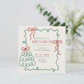 Whimsical Hand Drawn Champagne New Years Eve Party 招待状 (スタンド正面)