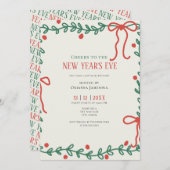 Whimsical Hand Drawn Champagne New Years Eve Party 招待状 (正面/裏面)