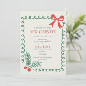 Whimsical Hand Drawn Champagne New Years Eve Party 招待状 (スタンド正面)