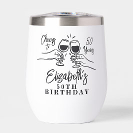 Whimsical Hand Drawn Cheers to 50 Years Birthday 