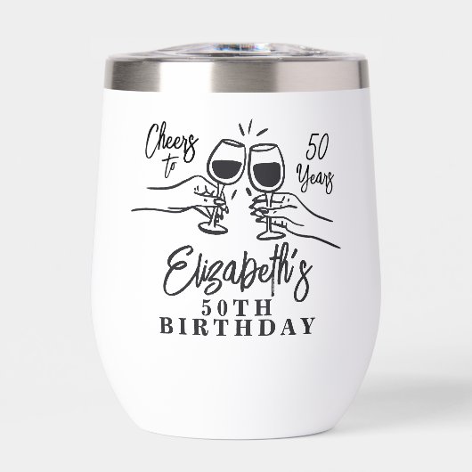 Whimsical Hand Drawn Cheers to 50 Years Birthday (正面)